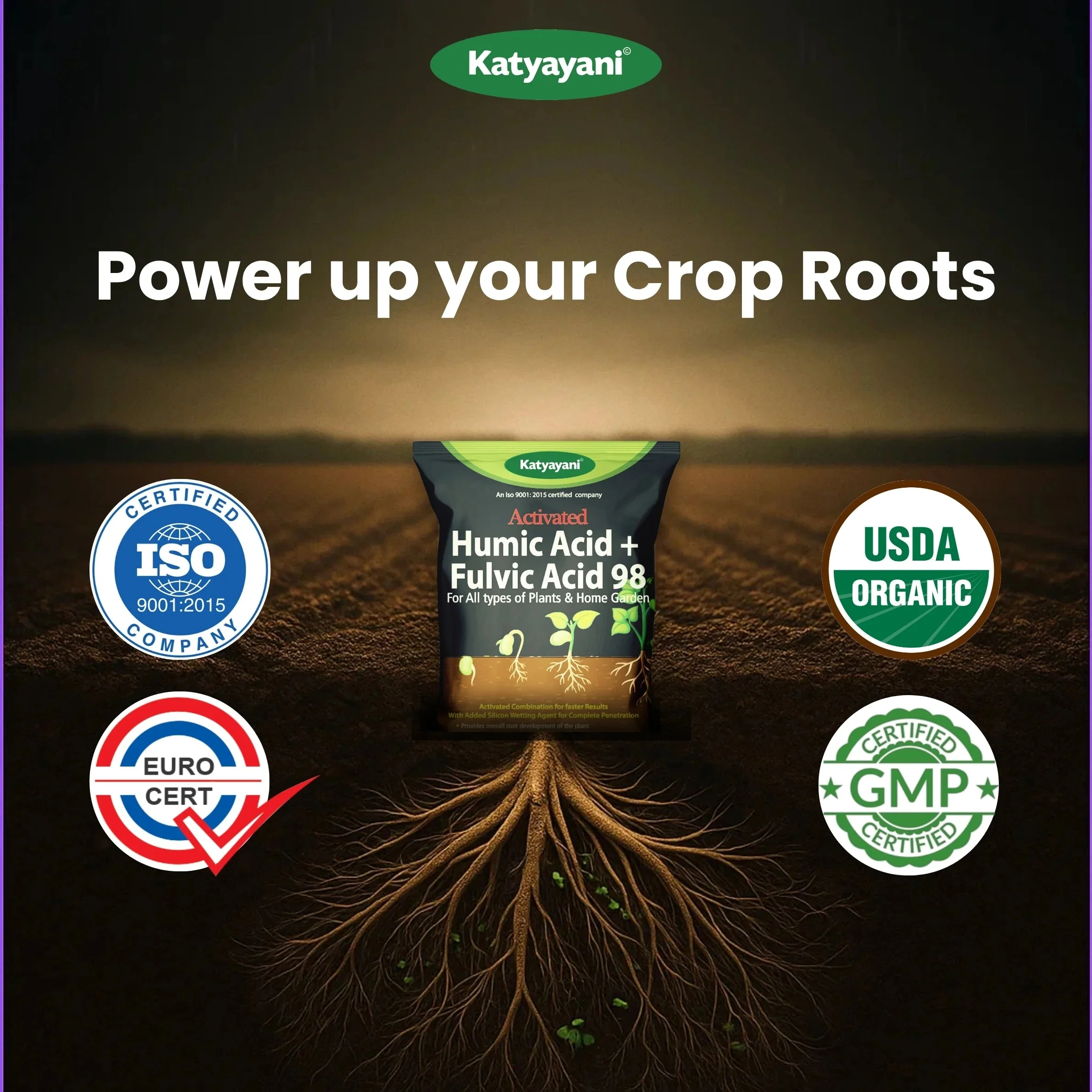 Katyayani Activated Humic Acid + Fulvic Acid 98 Fertilizer for Crop Nutrition & Root Growth (Bulk Quantity) - Image 2
