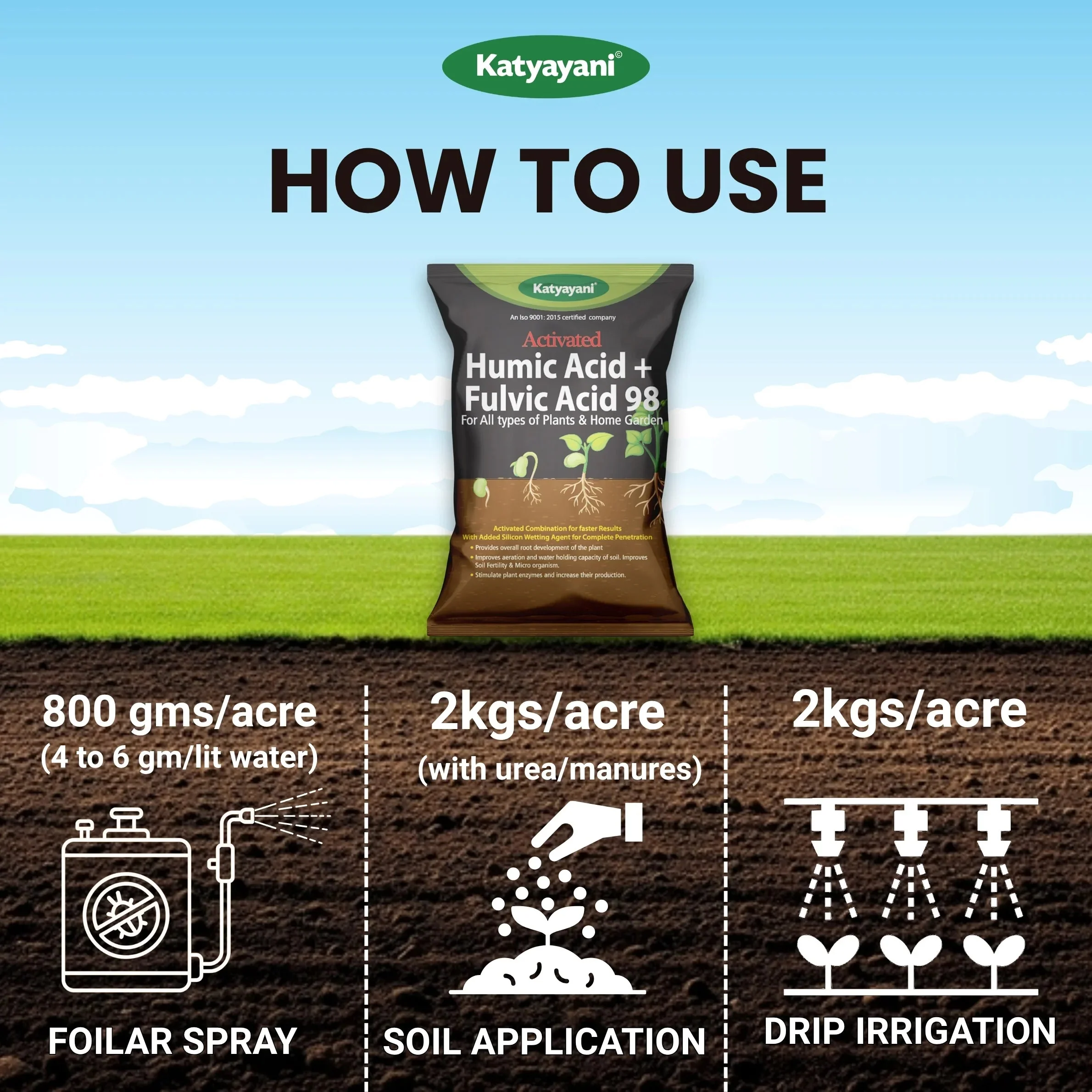 Katyayani Activated Humic Acid + Fulvic Acid 98 Fertilizer for Crop Nutrition & Root Growth (Bulk Quantity) - Image 5