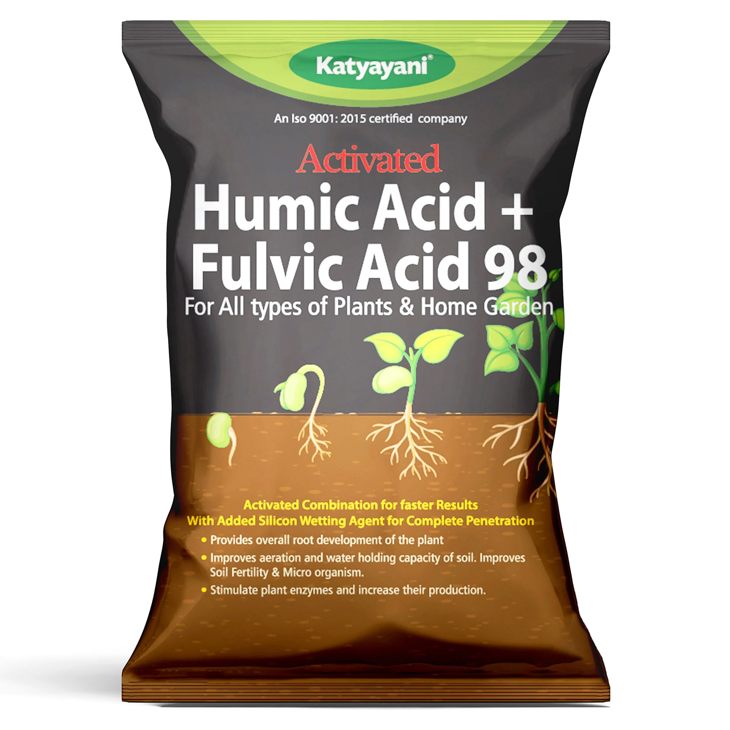Katyayani Activated Humic Acid + Fulvic Acid 98 Fertilizer for Crop Nutrition & Root Growth (Bulk Quantity)